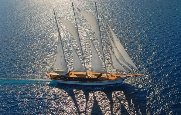 Sea, the way, movement, sailboat, sails, USA, swimming, the