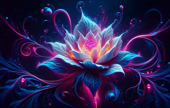 Flower, purple, blue, bright, fantasy, A fabulous flower