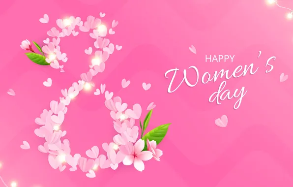 Leaves, light, flowers, holiday, the inscription, spring, figure, hearts