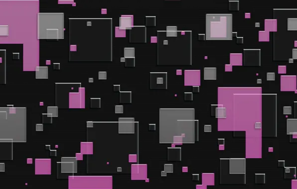 Abstraction, grey, background, texture, squares, pink, black background