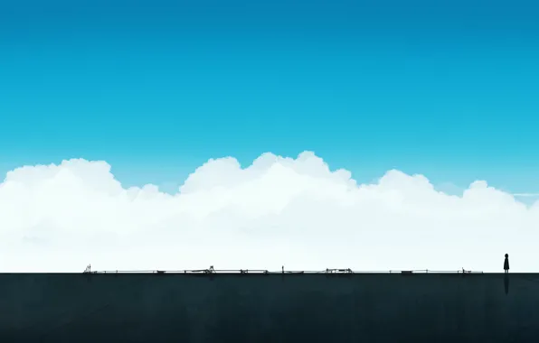 The sky, girl, one