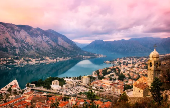 Sea, the sky, mountains, the evening, panorama, Montenegro, To