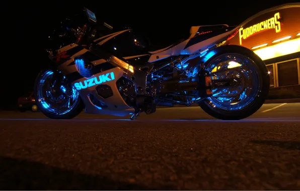 Neon, suzuki, motorcycle