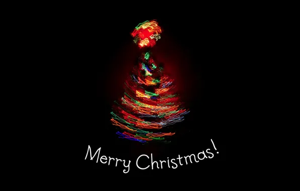 Picture light, lights, holiday, tree, new year, spruce, black background, new year