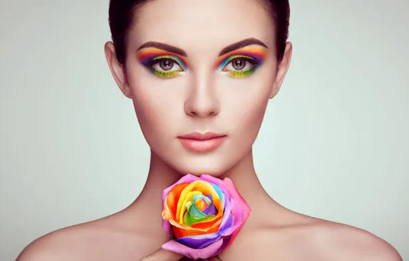 Flower, look, background, model, portrait, makeup, hairstyle, brown hair