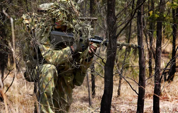 Forest, soldier, camouflage, australian army sniper