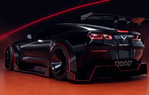 Auto, Black, Corvette, Machine, Car, Rendering, Stingray, Corvette Stingray