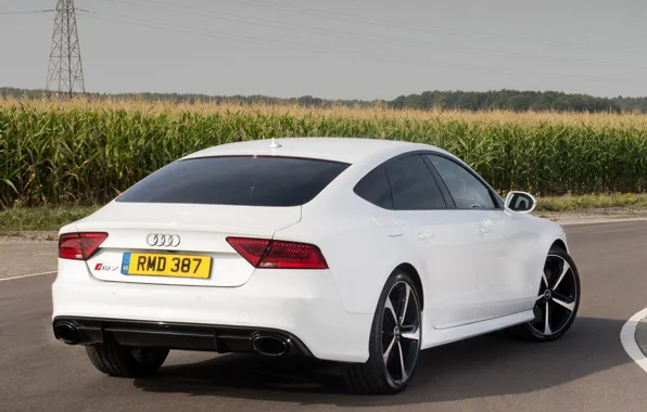 Wallpaper road, field, car, Audi, ass, white, rs7 for mobile and ...