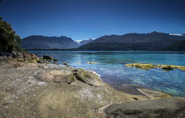 Mountains, river, Chile, Patagonia
