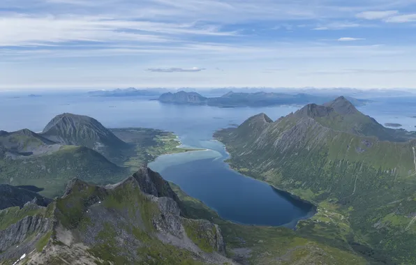Mountains, coast, Bay