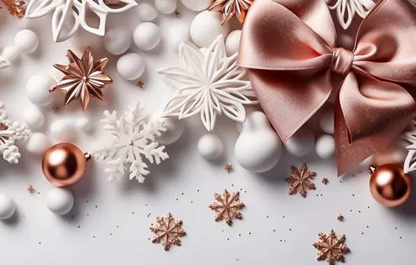 Balls, Christmas, New year, herringbone, bow, AI art, neural network