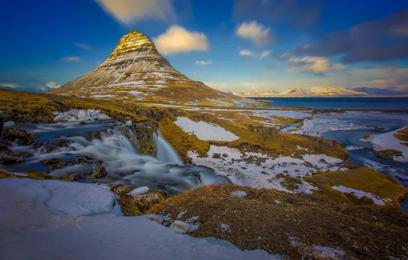 Picture winter, snow, mountains, Iceland