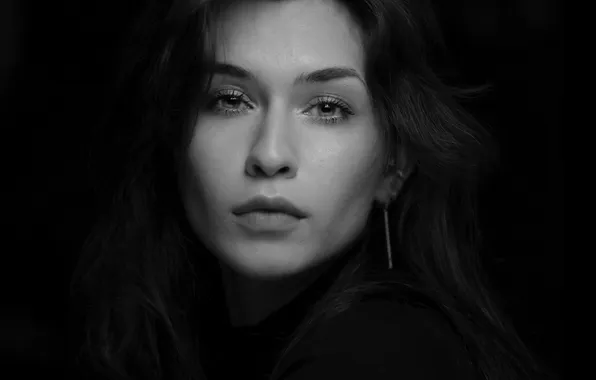 Look, portrait, black and white, Olga, Dmitry Chernov