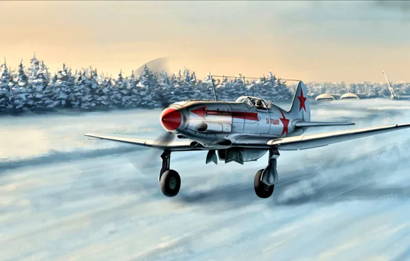 Picture Winter, Snow, fighter, The rise, The MiG-3, Soviet, The second World war, high-altitude interceptor