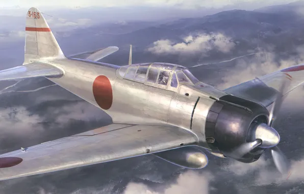 Wallpaper art, aviation, ww2, zero, Mitsubishi a6m2, airplanet for ...