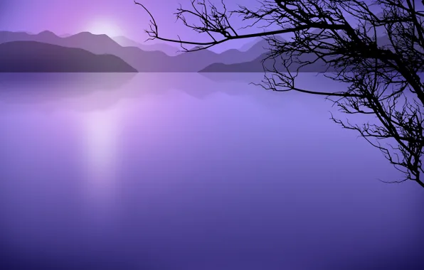 Picture minimalism, vector, Lake