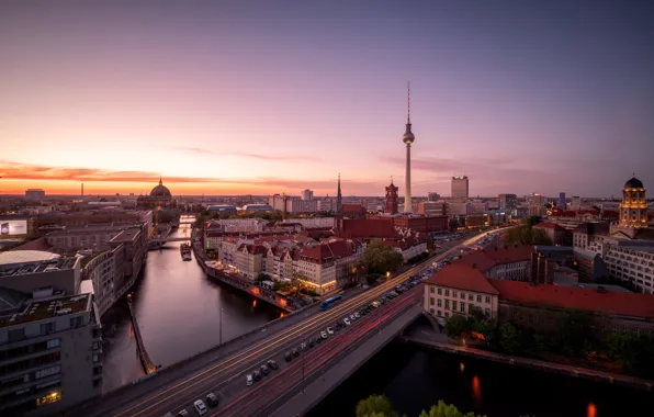 The city, sunset, Berlin