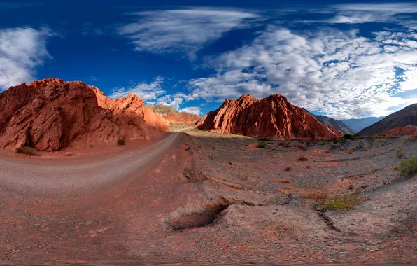 Road, the sun, rocks, heat, panorama