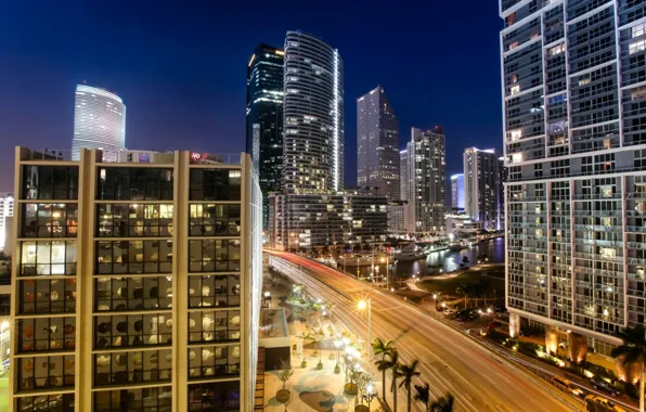 City, the city, lights, Miami, beautiful, Miami, night, USA.