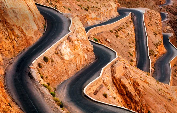 Picture road, serpentine, Morocco, the gorge of dades, The Atlas mountains