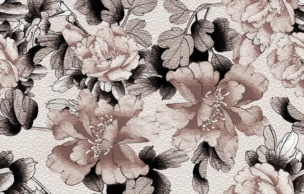 Leaves, flowers, background, Background, Pattern, Floral