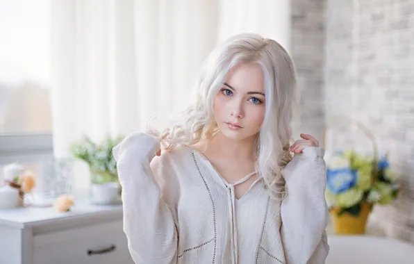 Look, girl, pose, portrait, makeup, hairstyle, blonde, beautiful