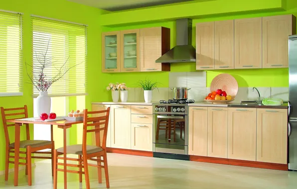 Kitchen, Furniture, Green