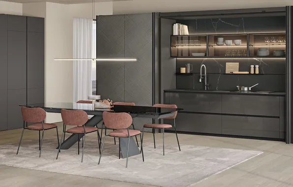 Style, Villa, interior, Italy, kitchen, dining room, dining area, Italian design