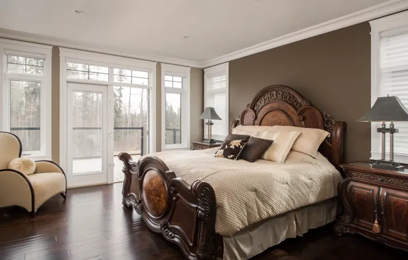 Picture bed, chair, bed, bedroom