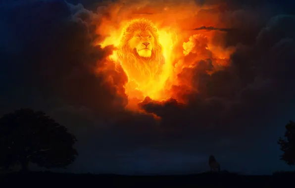 Clouds, The evening, Figure, Style, Clouds, Leo, Africa, Predator