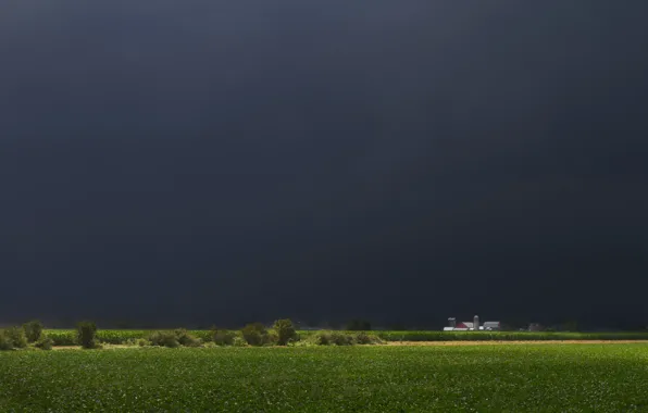 Field, house, rain, storm, house, storm, rain, field