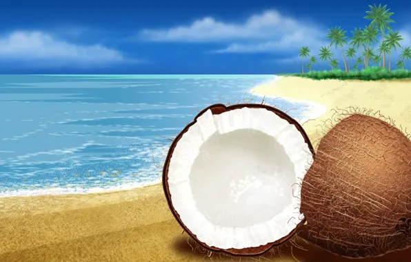 Sand, sea, coconut