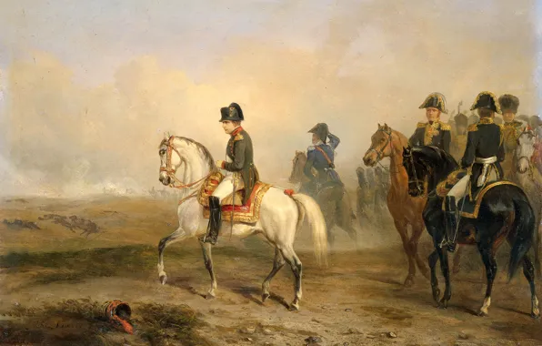 Picture oil, picture, 1850, Emperor Napoleon and His Generals on Horseback, Horace Vernet, Horace Vernet