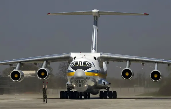 Picture The plane, Ukraine, Military transport, Il-76MD, Chassis, Ukrainian air force
