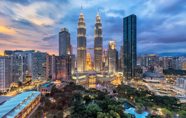 Trees, landscape, the city, Park, Malaysia, lake, Kuala Lumpur