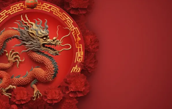 Face, style, background, dragon, New year, symbol, ornament, symbols