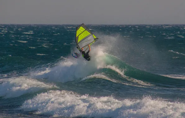 Sea, wave, the wind, Board, sail, Windsurfing