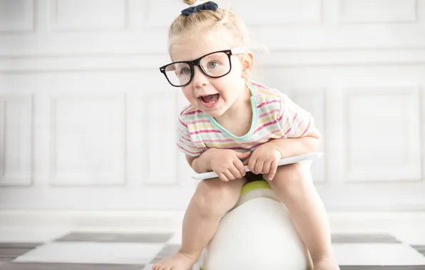 Children, childhood, glasses, girl, pot
