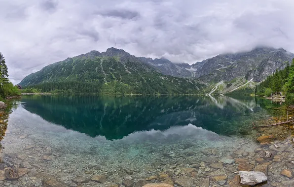 Mountains, lake, reflection, stones, the bottom, Poland, Poland, Tatras