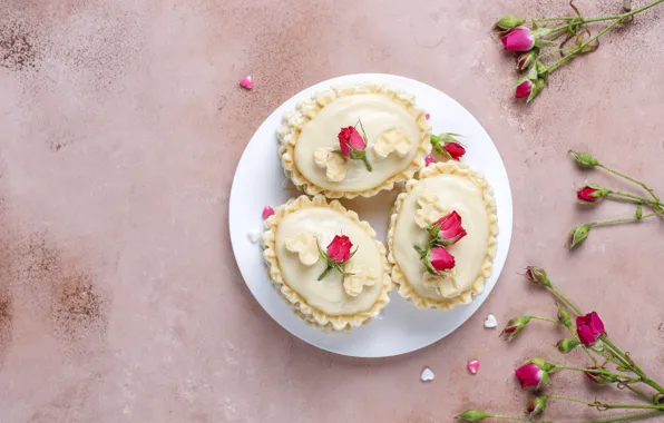 Flowers, cream, cakes, roses