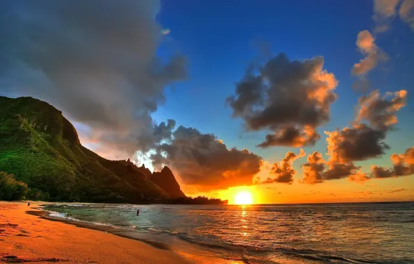 Beach, nature, Sunset, landscapes