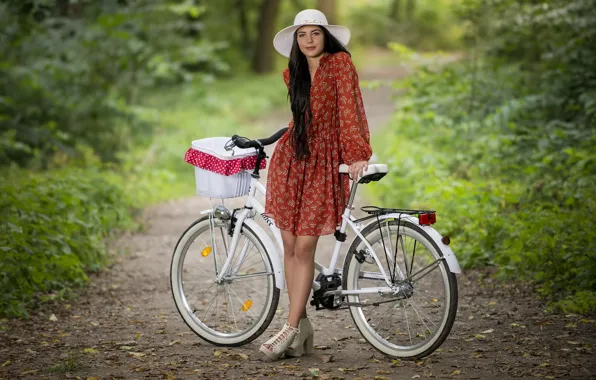 Picture girl, nature, bike