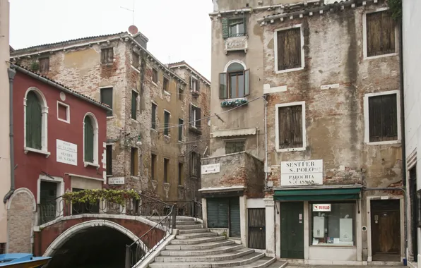 Street, building, home, Italy, Venice, channel, the bridge, Italy