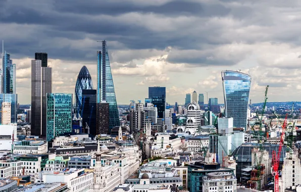 The sky, clouds, England, London, building, home, panorama, megapolis