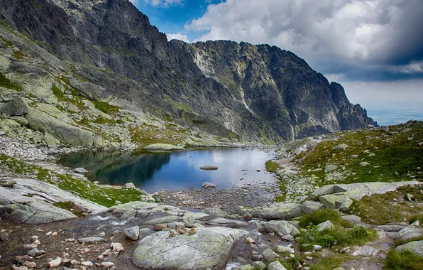 Picture mountains, stones, Tatras, lake
