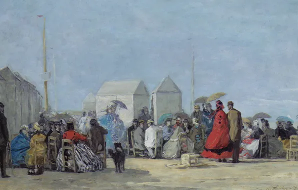 People, picture, genre, Eugene Boudin, Eugene Boudin, The scene on the Beach in Trouville