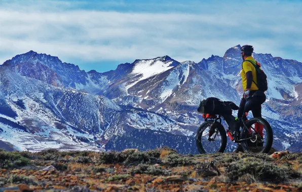 Picture mountains, nature, athlete, cyclist, mountain bike