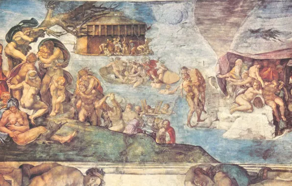 Picture Michelangelo Buonarroti, Defending, Images of Noah's Flood and Other Biblical Ones