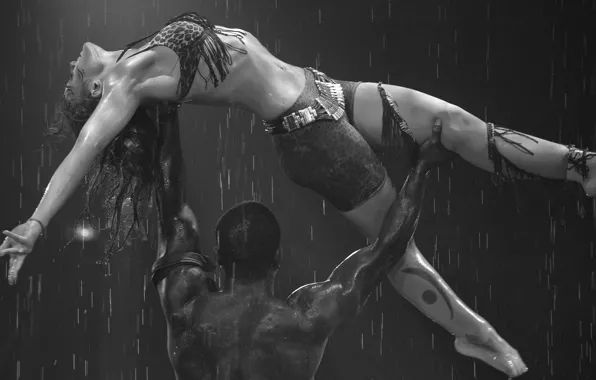 Wet, woman, man, dancing
