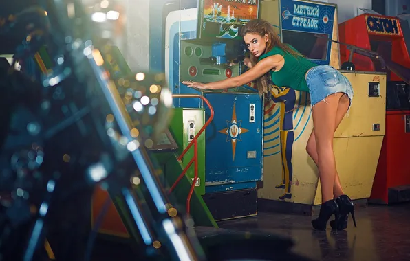 Legs, Model, Beauty, Back, View, Russian, Motocycle, Slots
